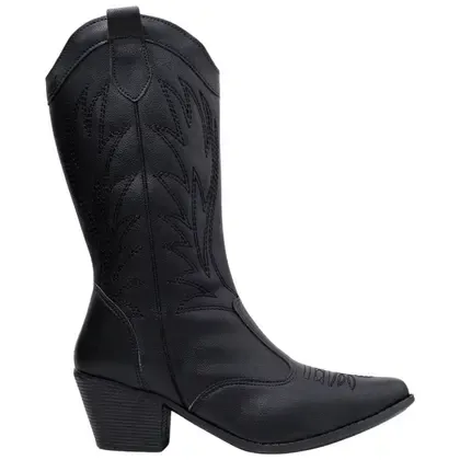 Bota Texana Feminina Western Country Rodeio Boiadeira Bico Fino Cano Alto Confortável Via Angel 9002