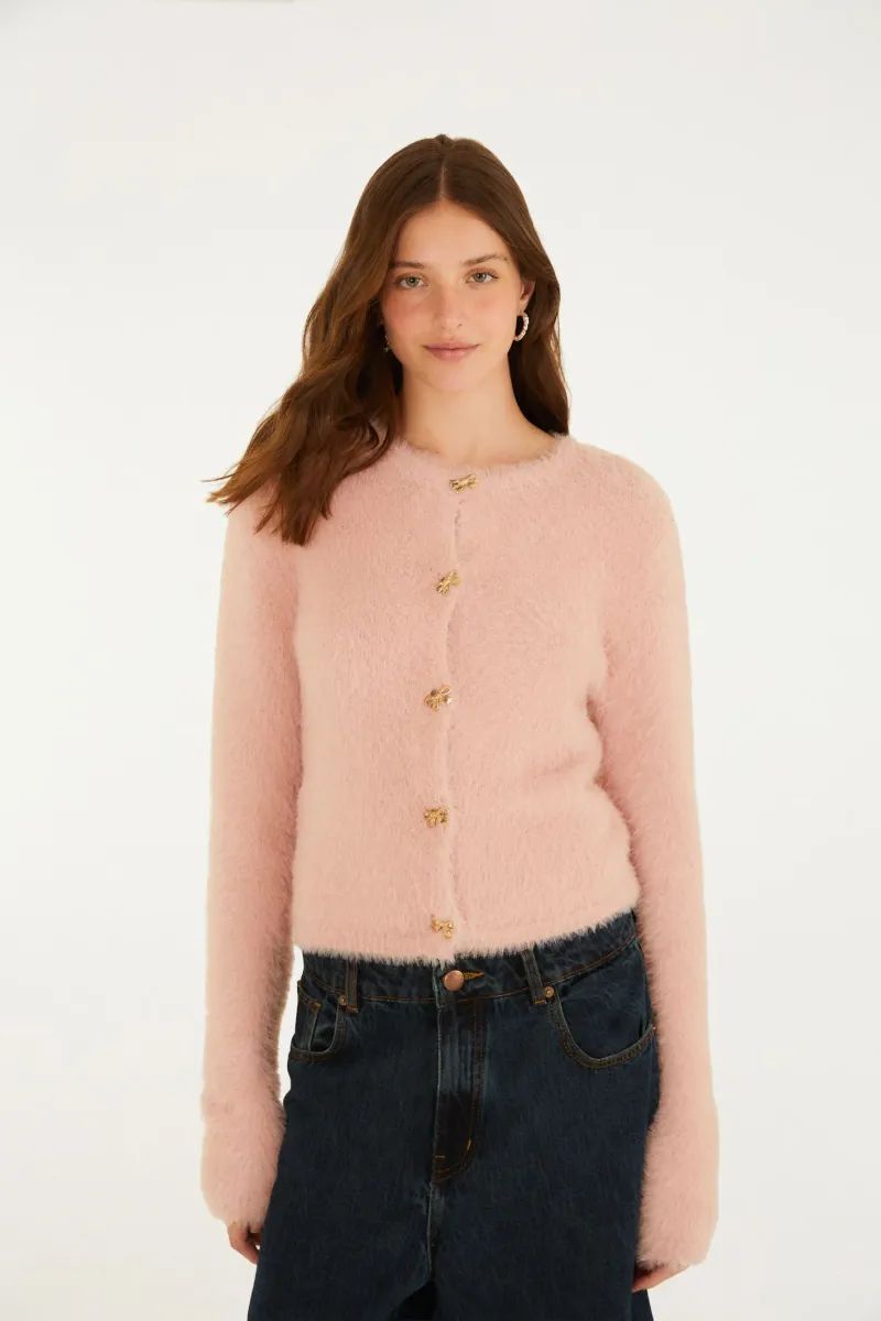 Cardigan Pelinho Curto Slim