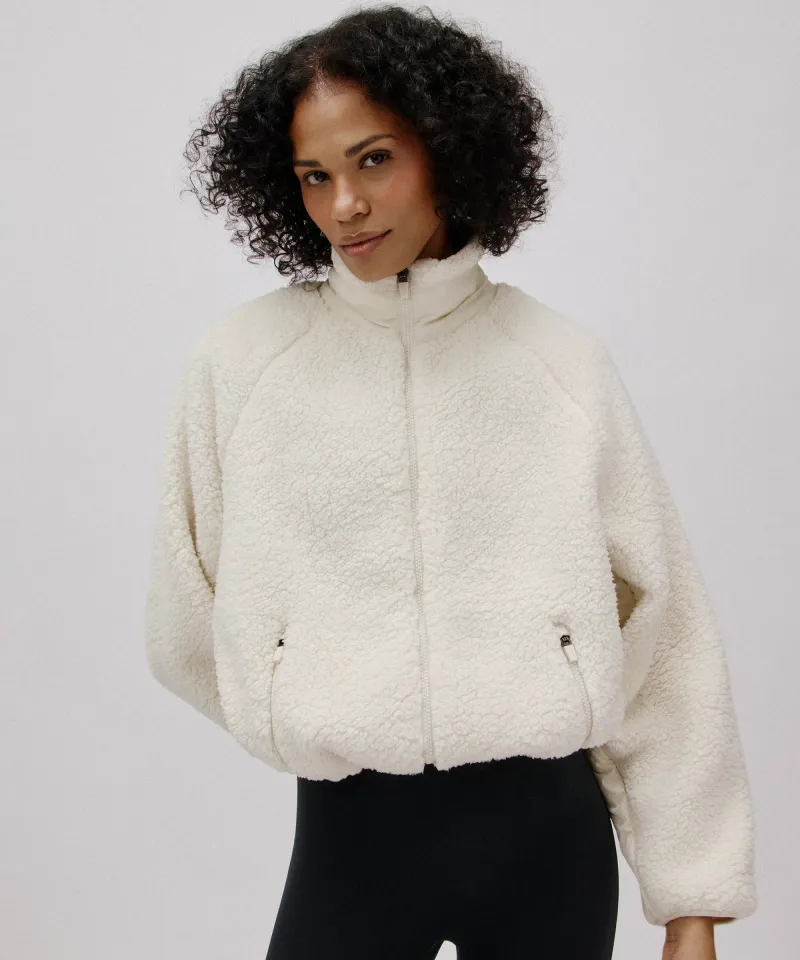 jaqueta feminina sherpa tech off white