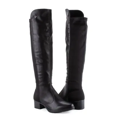 Bota Cano Longo Mississipi Feminina Preta Salto Baixo ME123