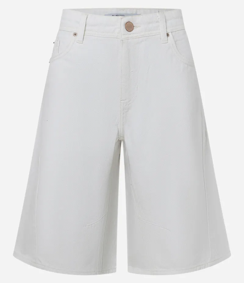 Bermuda Jorts em Sarja com 05 Bolsos Branco Neve