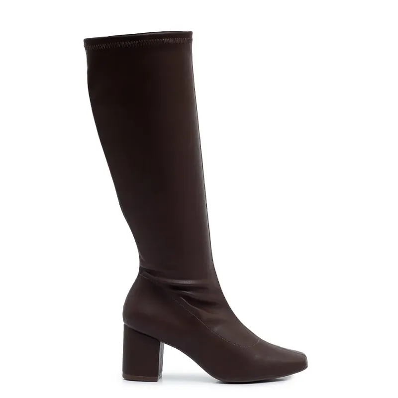 Bota Marrom Cano Longo Stretch