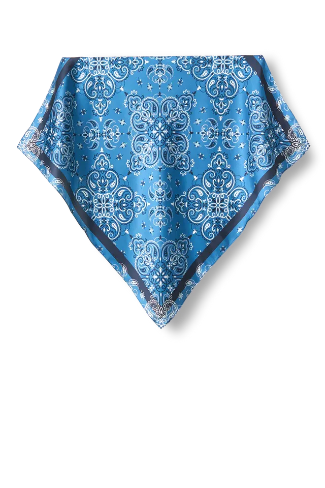Lenço Bandana azul em cetim de poliéster | 50x50cm