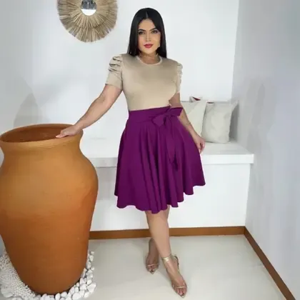 Saia Midi Godê Moda Evangélica Feminina - Miss Flower