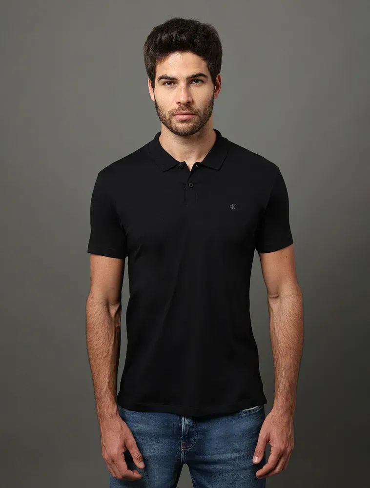 Polo Masculina Slim Pima Calvin Klein Jeans Preto