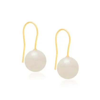 BRINCO FORMADO POR PÉROLA SINTÉTICA DE 12 MM Brinco feminino folheado a ouro 18k joia antialérgica presente feminino mulheres - Rommanel