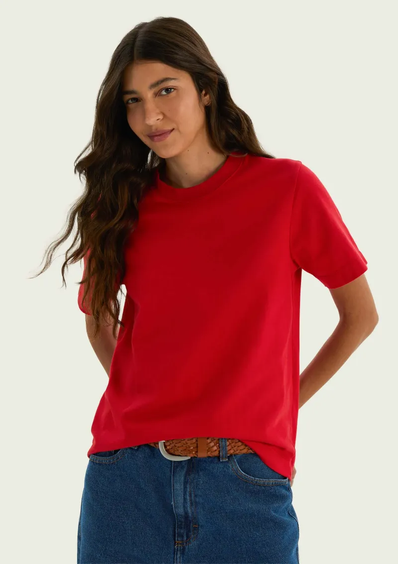 Camiseta Feminina Manga Curta Super Cotton - Vermelho
