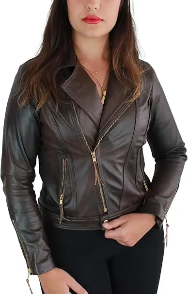 Jaqueta de couro bovino legitimo feminina biker