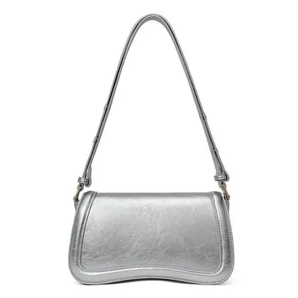 Bolsa CLUCI Small Silver Crocodile Grain PU para mulheres