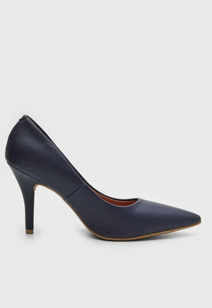 Scarpin Feminino Vizzano Salto Fino Azul Marinho