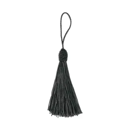 Pingente Tassel 9cm Preto Franja de Seda - 2 unidades - LB
