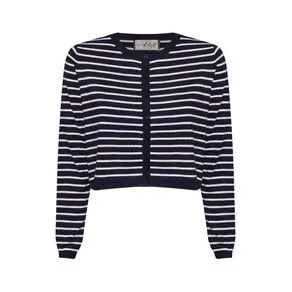 CARDIGAN FEMININO EM TRICOT LISTRADO BOTÕES