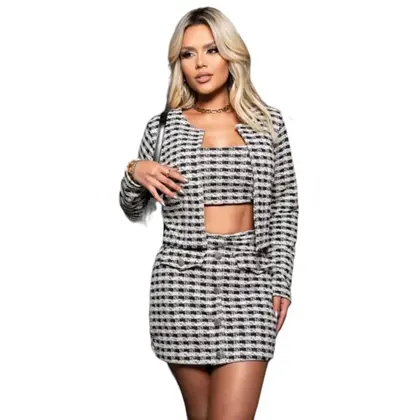 Conjunto Feminino Tweed xadrez saia - Charmmodell