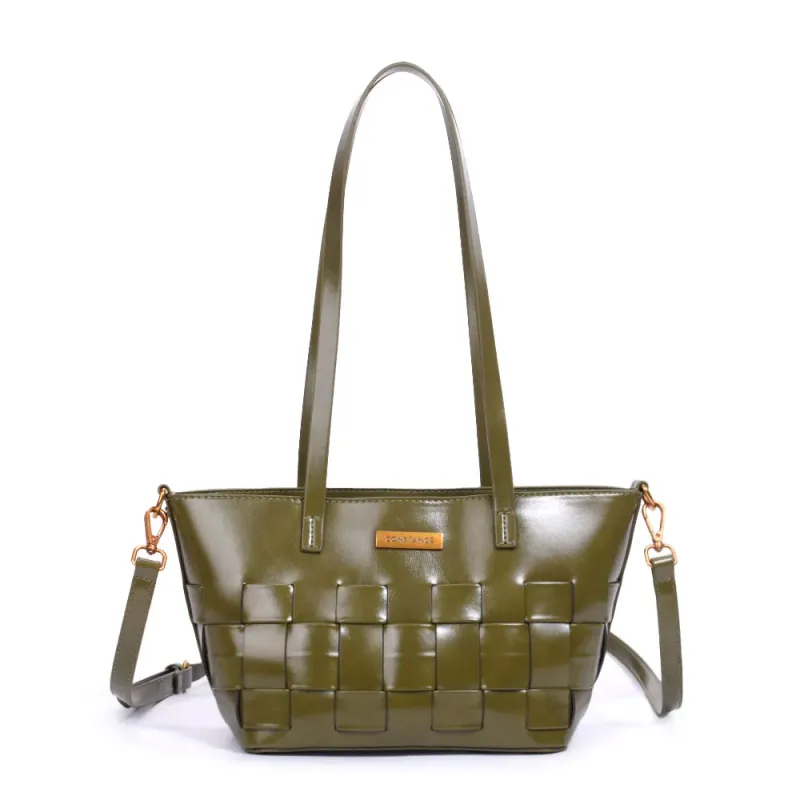 Bolsa Verde Ombro Tressê Verniz