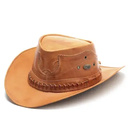 Chapéu Country de Couro Cowboy Rodeio Americano - Sertão