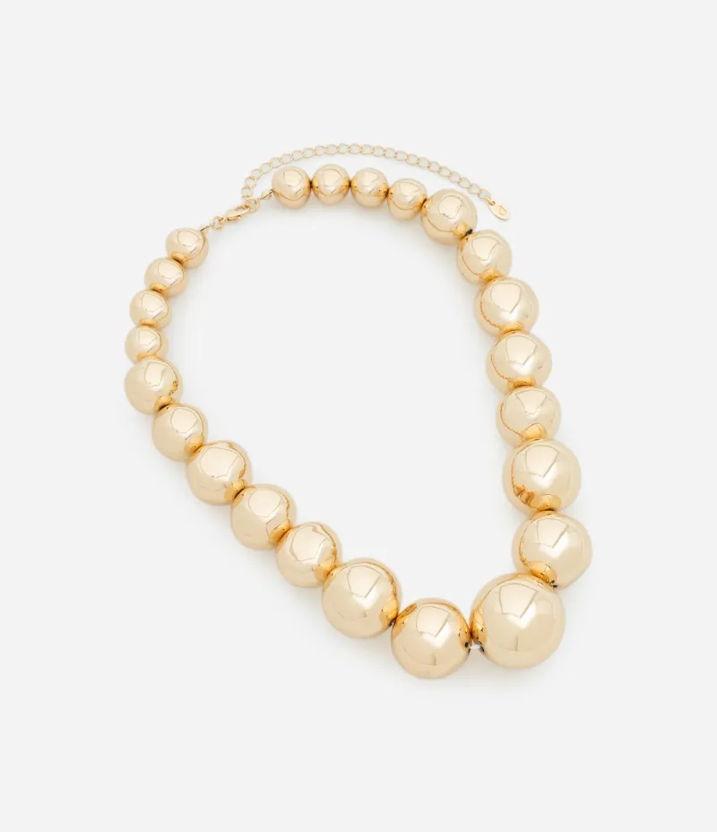 Colar Maxi com Esferas de Dimensões Gradativas Dourado
