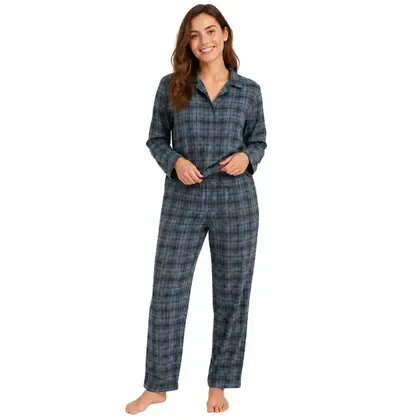 Pijama Feminino Manga Longa Na Flanela - Sara Confeçcões