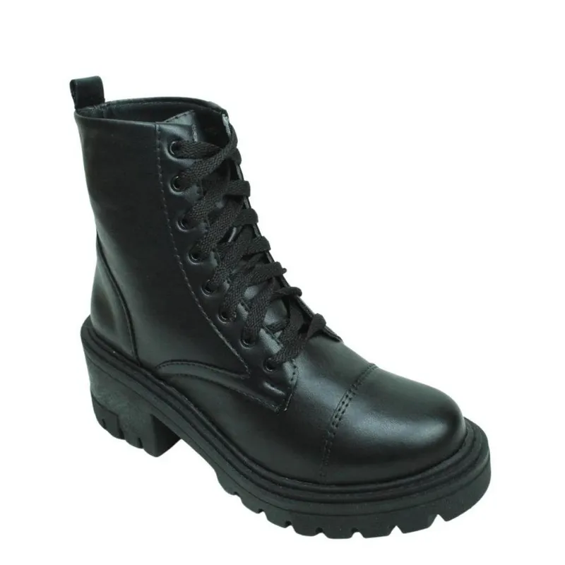Bota Coturno Tratorado Feminino Cano Curto Sarah Calçados Preto