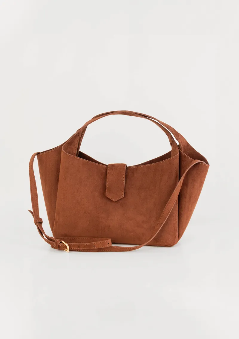 Bolsa Feminina Média Em Suede - Marrom
