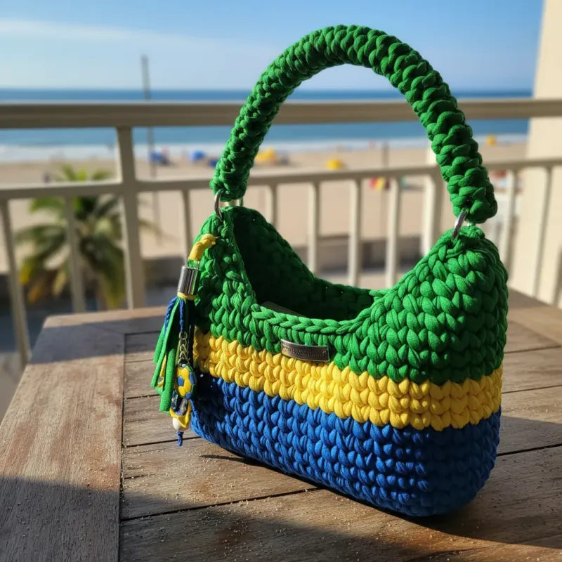 Bolsa De Mão Em Crochê - Brasil Core