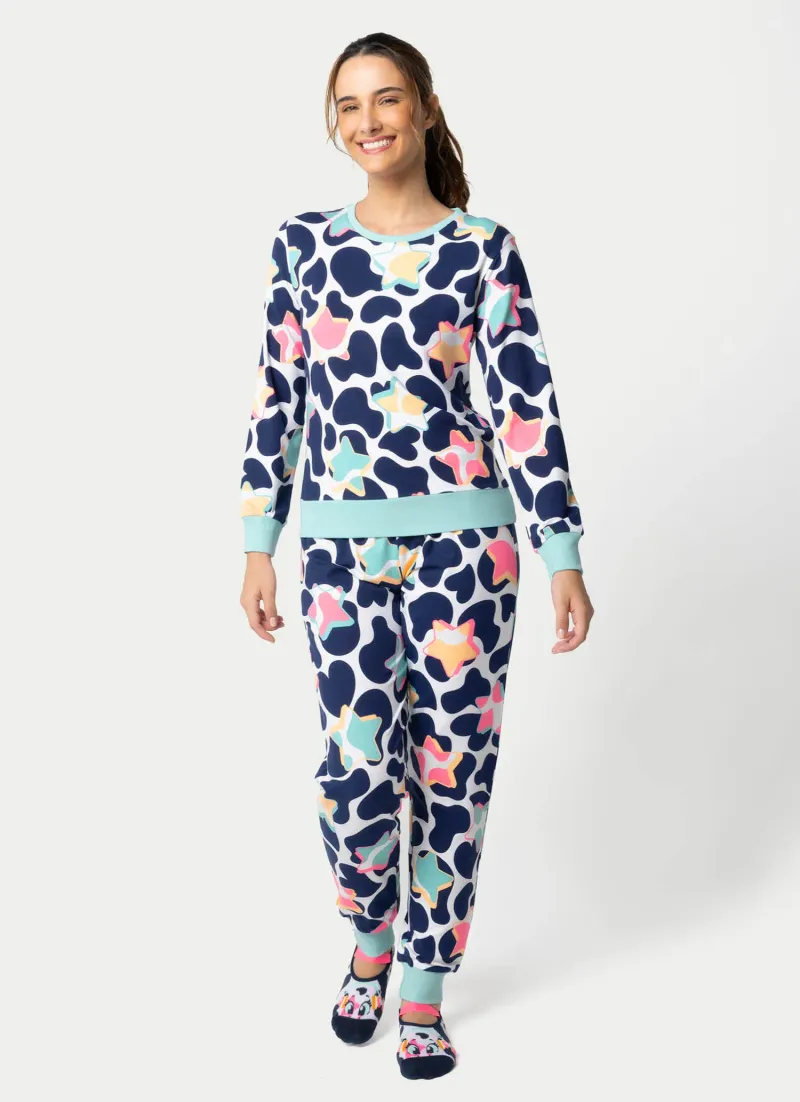 Pijama Manga Longa Ultra Visco Feminino Vaca Moosic