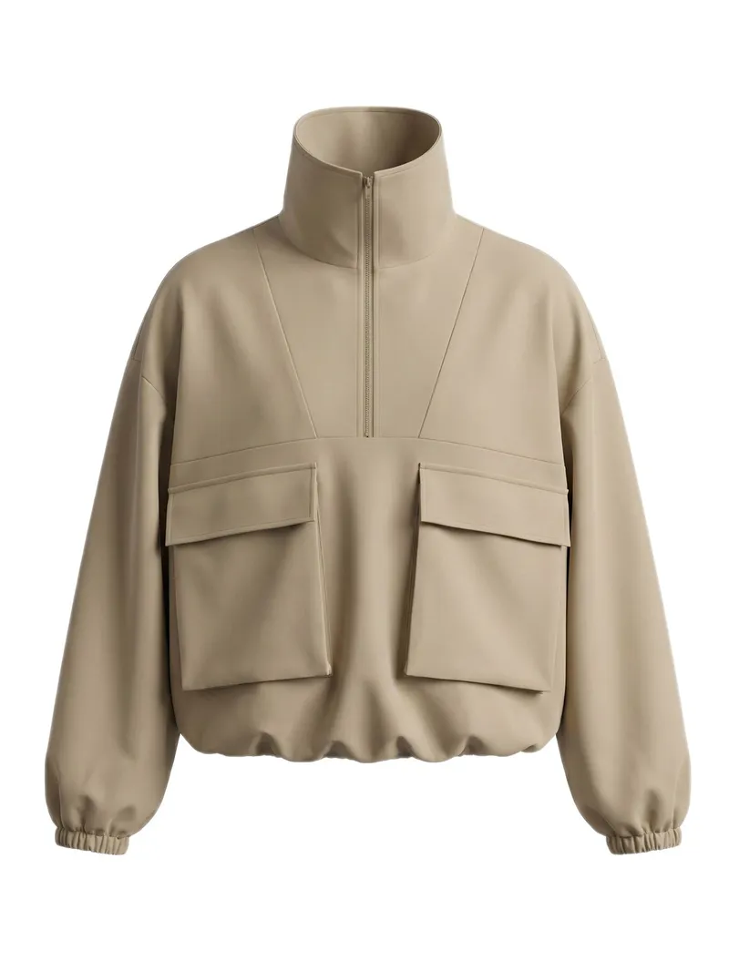 Jaqueta Casual de Primavera e Outono Feminina Utilitária Oversized