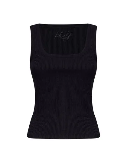 BLUSA CANELADA SEM MANGA DECOTE QUADRADO