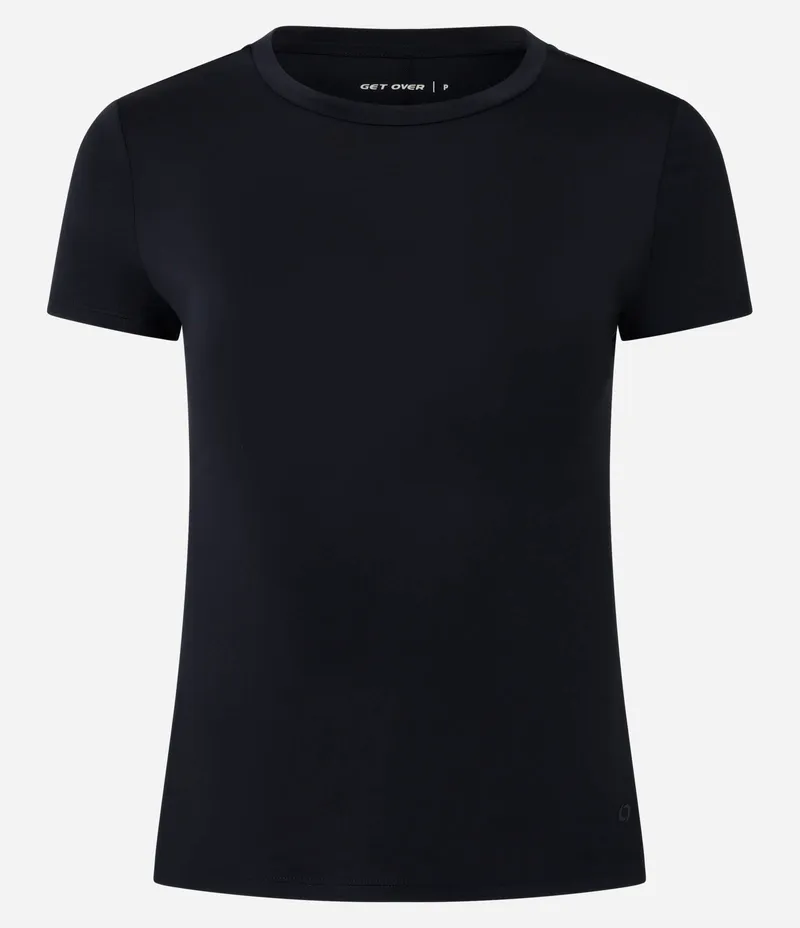 Camiseta Esportiva em Microfibra com Manga Curta Preto