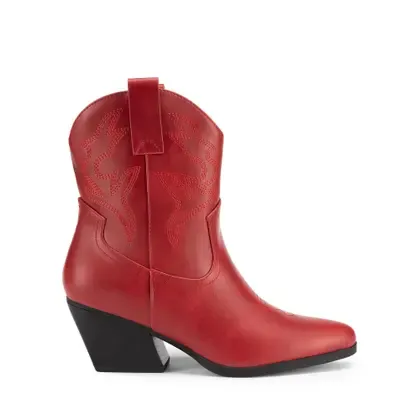 Bota DREAM PAIRS DWUMAB2504 Vermelha Cano Curto Estilo Cowboy