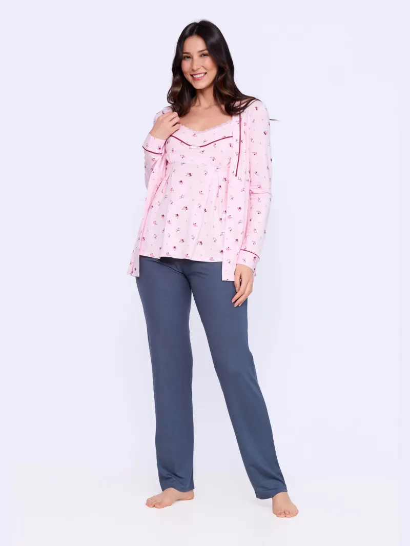 Pijama Maternidade Trio Manga Longa July