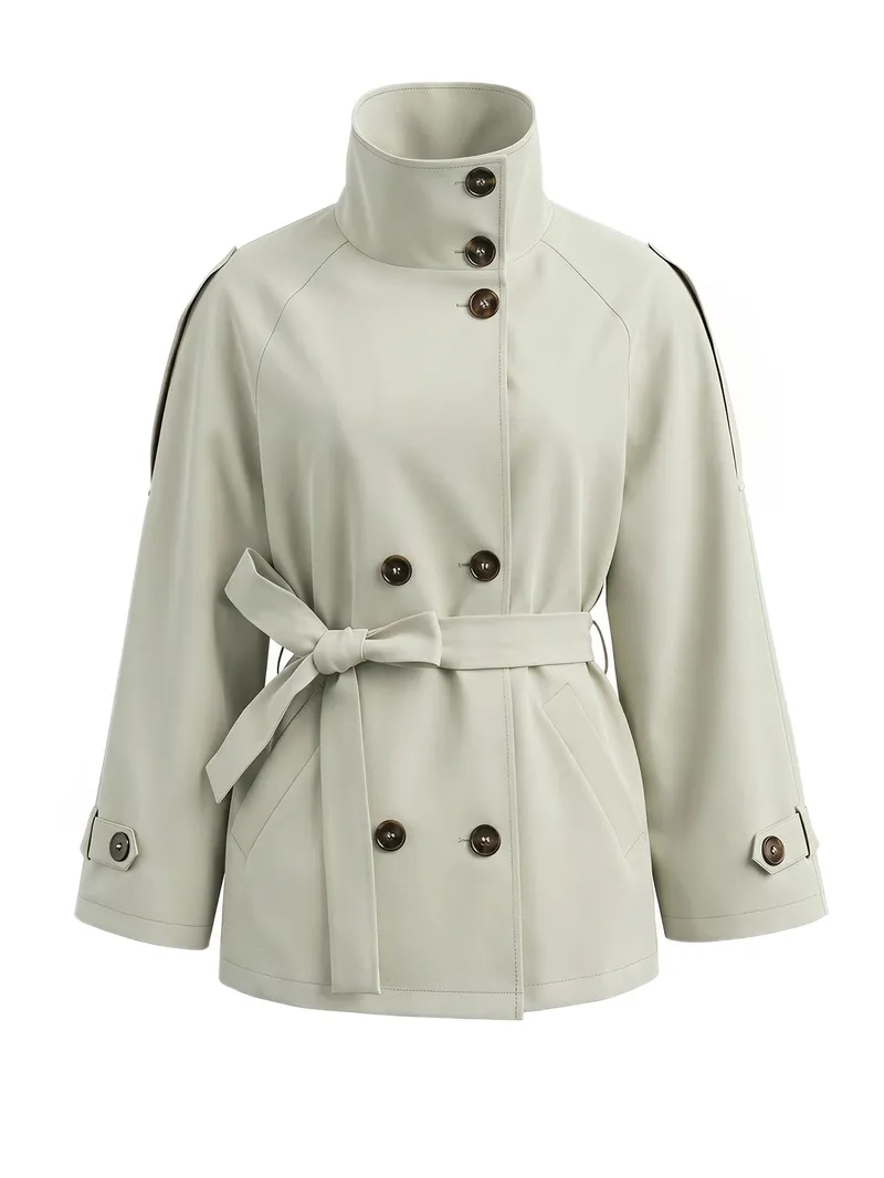 Casaco Trench Feminino de Manga Longa