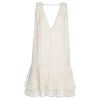 Vestido Mini Babados Birch Bege Animale