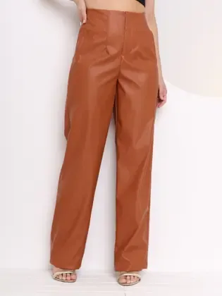 WWZ FASHION Calça de material sintético Pantalona Coleção Nova 0128