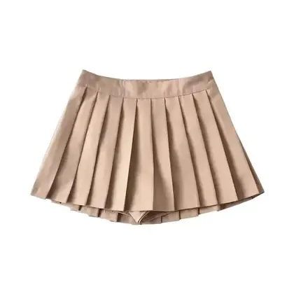 Minissaia Plissada Branca de Cintura Alta - Estilo Vintage Coreano para Verão