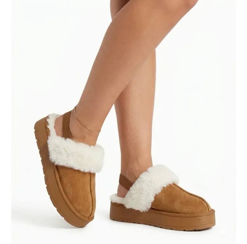 Pantufa Peluciada Térmica Feminina Caramelo Antiderrapante