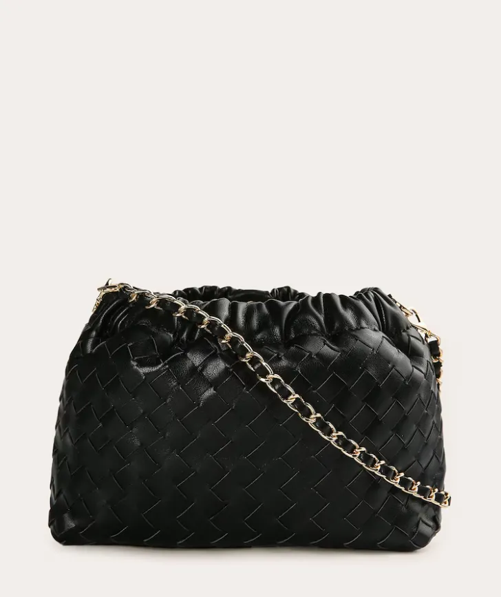 Bolsa feminina pouch trançada em camurça - Vinho