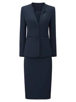Conjunto de saia e terno Hobemty, blazers femininos de trabalho e negócios, azuis