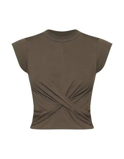 BLUSA MANGA CURTA AJUSTADA TORÇÃO FRENTE
