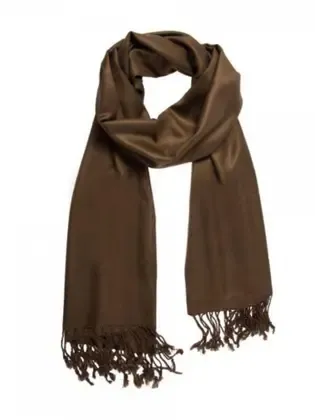 Pashmina Via Lessa Santiago Liso em Viscose Marrom Escuro