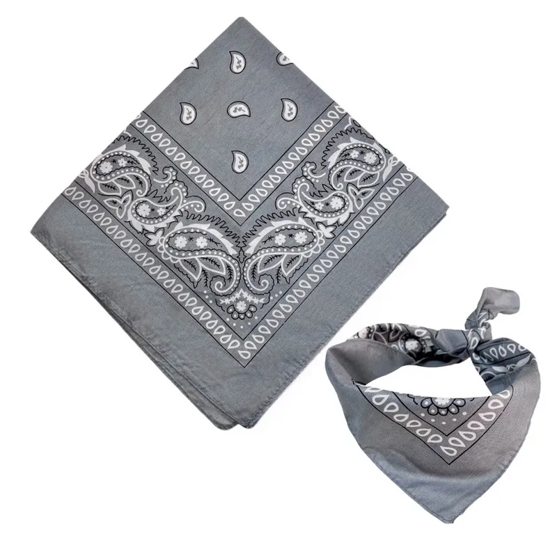 Bandana Cinza Claro Lenço Estampado Moda Rock Máscara