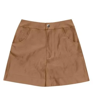 Shorts Feminino material sintético Sintético Endless Marrom
