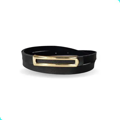 Cinto Preto Feminino Fino Fivela Alongada Moda Blogueira - Emporium Cinto