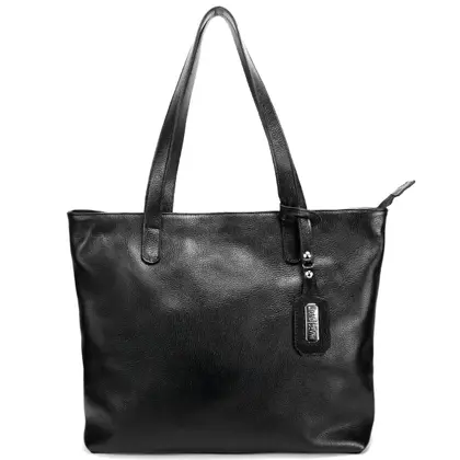 Bolsa Sacola Grande Feminina Couro Legitimo Bovino Preta Road Seven