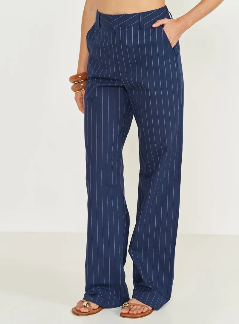 Calça Risca De Giz Alfaiataria Joana