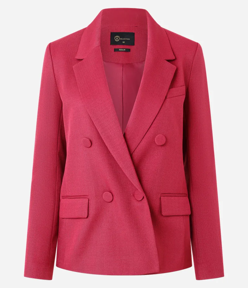 Blazer Transpassado com Botões Forrados Vermelho