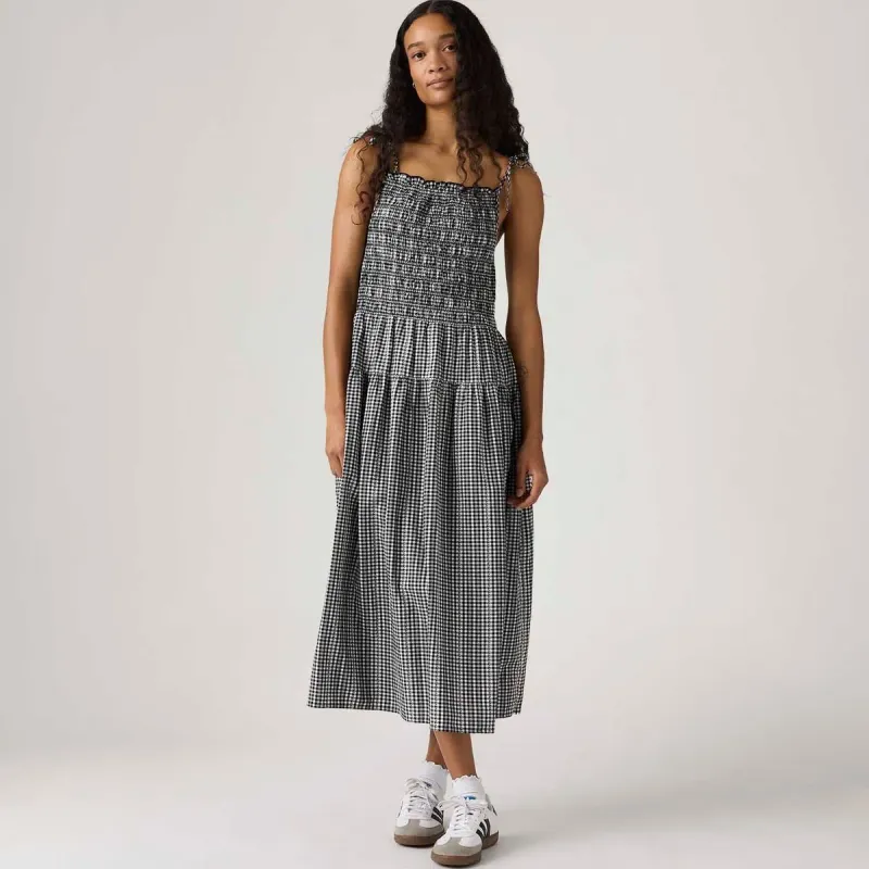 Vestido Levi's® Monaco Sundress Midi Xadrez Preto