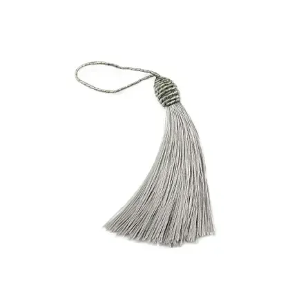 Pingente Tassel 9cm Prata Franja de Seda - 2 unidades - AG