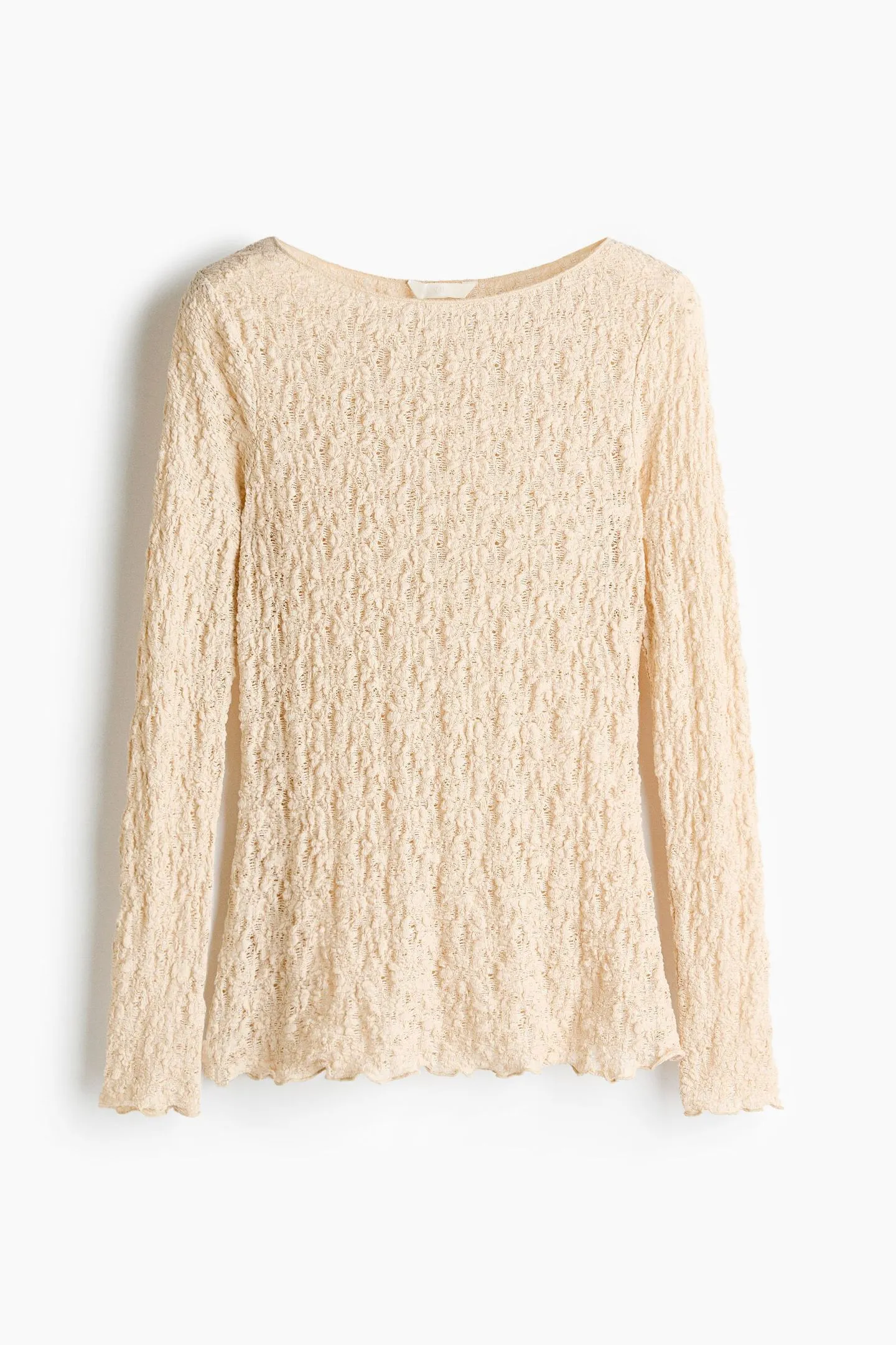 Blusa em malha com padronagem de renda