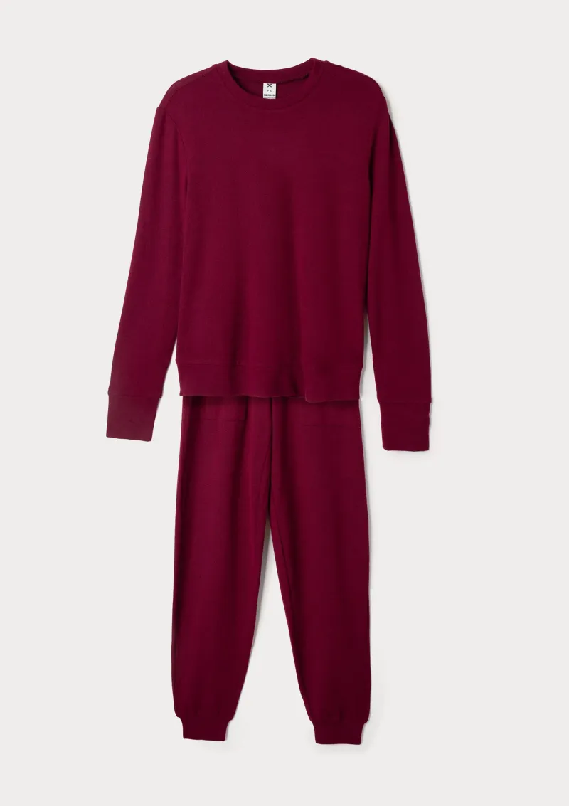 Pijama Feminino Longo Em Tricô - Vinho