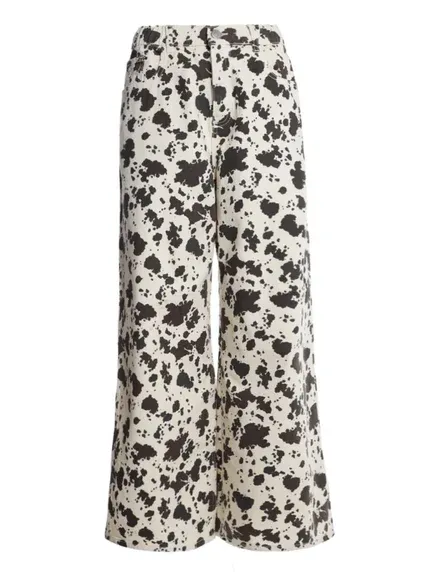 Calça Wide Leg Cow Print Autentique Feminina BEGE